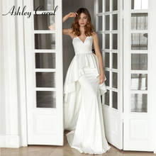 Ashley Carol-Vestido De novia Vintage De sirena, cola desmontable De satén, 2 en 1, sin espalda, 2021 2024 - compra barato