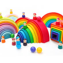 Детские игрушки большой Радужный штабелер деревянные игрушки для детей креативные радужные строительные блоки Монтессори развивающие игрушки детские подарки 2024 - купить недорого