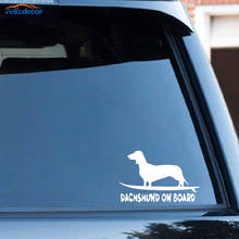 Black/Silver Interesting Dog Decal Car Sticker Window Decor Dachshund On Board Vinyl  C021 2024 - buy cheap