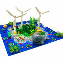 2020 Windmill Trees Plants Building Blocks for DIY Sea Whale Shark Parts MOC Bricks Toys Compatible Island Base Plate Juguetes 2024 - buy cheap