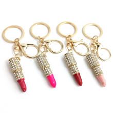 Fashion Creative Rhinestone Personality Lipstick Bag Car Keychain Female Schoolbag Pendant Metal Keychain Ring Gift 2024 - buy cheap