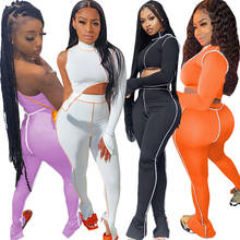 Fitness Sport Workout Two Piece Set Causal Solid Long Sleeve Hollow Out Crop Tops Sweatpants Set Outfit Tracksuit Matching Sets 2024 - buy cheap
