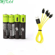 ZNTER-batería recargable USB de polímero de litio, 4 piezas, 1,5 V, AAA, 600mAh, carga rápida por Cable Micro USB 2024 - compra barato