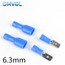 50pcs 6.3mm blue Female with Male Spade Insulated Electrical Crimp Terminal Connectors 2024 - buy cheap