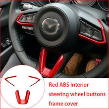 Red ABS Interior Steering Wheel Buttons Frame Cover for Mazda 3 Mazda 6 CX-4 CX-5 CX-9 2016-2019(3Pcs) 2024 - buy cheap