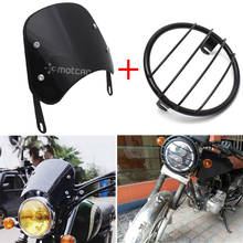 Metal Motorcycle 7.67" Headlight Grill Side Mount Cover+Windshield Wind Deflector Windscreen Universal For Cafe Racer Bobber 2024 - buy cheap