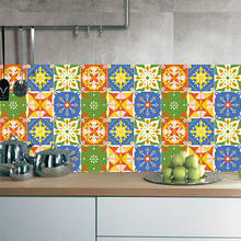 European Colorful Tiles Wall Stickers Kitchen Bathroom Backsplash Wall Decals Shine Finished DIY Self-adhesive PVC Art Wallpaper 2024 - buy cheap
