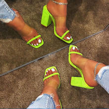 Mcckle mulheres sandálias transparentes senhoras de salto alto chinelos doces cor aberta dedos do pé grosso moda feminina slides sapatos verão 2024 - compre barato