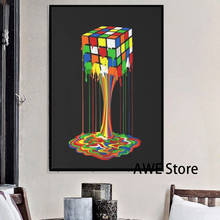 Arco-íris derretido rubiks cubo abstracto impressão em tela arte da parede quadros da lona para casa sala de estar decoração 2024 - compre barato