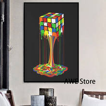 Pintura en lienzo de cubo de rubiks fundido, arte abstracto de arco iris, arte de pared, imagen impresa, para decoración del hogar y sala de estar 2024 - compra barato