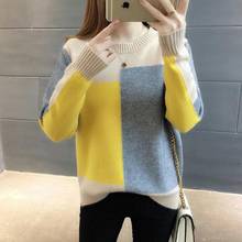 Woman Sweaters Chandails Women's Pullover Sweater Autumn and Winter Loose Large Size Color Matching Long Sleeve Sweater 2024 - buy cheap