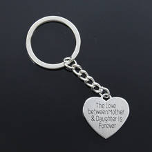 New Fashion Men 30mm Car Keychain DIY Metal Chain Heart Love Between Mother & Daughter Is Forever 25mm Silver Color Pendant Gift 2024 - buy cheap