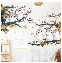 Cartoon Owl On the Branch Wallpaper Baby Bedroom Stickers Creative Kid's Living Room Wall Decal Children's Room Home Decor 2024 - buy cheap