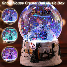 Casa de neve, bola de cristal com caixa de música, luz rotativa 4 em 1, globo de cristal multifuncional, presente de natal 2024 - compre barato