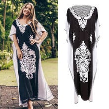 2020 Bohemian Printed Summer Beach Dress Cotton Tunic Women Plus Size Beachwear Loose Chiffon Kaftan SwimSuit Bikini Cover Up 2024 - buy cheap