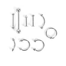 9Pcs New Stainless Steel Eyebrow Lip Nose Barbell Ball Rings Body Piercing Jewelry free shipping 2024 - buy cheap