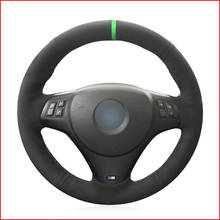 Capa para volante de carro, de camurça, preto, marcador verde, para bmw m sport m3 e90 e91 e92 e93 e87 e81 e82 e88 x1 e84, diy 2024 - compre barato