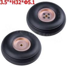 2pcs /Lot  3.5"/ 89mm PU Rubber Wheels Alloy Hub Thickness:32mm Axle hole: 5.1mm Landing gear Set For RC Plane Replacement Parts 2024 - buy cheap