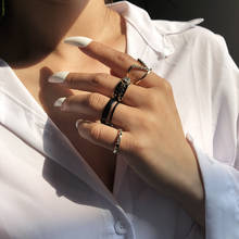 Lalynnly-Conjunto de anillos anchos con diamantes de imitación para mujer, anillos de nudillos de cristal ajustables con forma de V Vintage, accesorios de joyería, regalos 2024 - compra barato