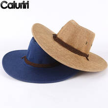 Caluriri chapéu de vaqueiro ocidental, masculino e feminino, da moda, chapéu protetor contra o sol de tecido, 10 cores, cor sólida, chapéu de sol larga 2024 - compre barato