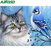 AZQSD-pintura de diamante 5d Diy de gato, bordado de diamantes de imitación cuadrados, imagen de Animal, regalo, decoración del hogar, punto de cruz 2024 - compra barato