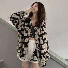 Floral Cardigan Summer Women Vintage Kimono Cardigan Long Korean Ladies Girls Holiday Boho Long Sleeve Shirt Top 2024 - buy cheap