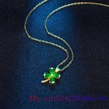 Collar con colgante de trébol de Jade verde Natural, amuleto, joyería de moda, regalos de plata 925, calcedonia 2024 - compra barato