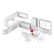 Miniatures Dining Room or Kitchen Furniture for 1/25 Scale Adults Collectibles Dollhouse Mini Table Chairs Cabinet Model Kids 2024 - buy cheap