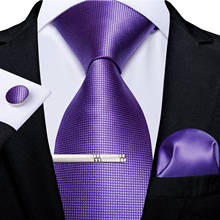 New Calssic 100% Silk Men's Ties 8cm Purple Solid Necktie Handkerchief Tie Clip Set Wedding Party Ties Men Gift Gravatas DiBanGu 2024 - buy cheap