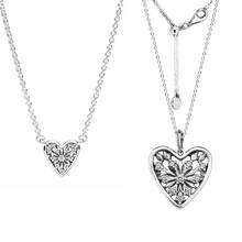 Colar coração de prata esterlina 925 para mulheres, 2 tamanhos, pingente de coração de inverno, transparente, joias, colares para meninas 2024 - compre barato