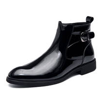 big size men fashion wedding party dresses chelsea boots patent leather shoes black autumn winter boot ankle botas masculinas 2024 - buy cheap