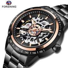 2019 Forsining Mens Mechanical Watch Black Skeleton Steampunk Automatic Watches Full Steel Band Wristwatch Relogio Masculino 2024 - buy cheap