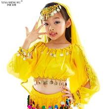Conjunto de trajes de danza del vientre para niños, ropa de danza Oriental, Top de manga larga, India 2024 - compra barato