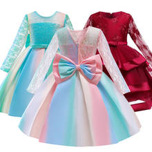 Children Carnival Lace Dress Flower Wedding Dress Elegant Winter Kids Girls Long Sleeve Princess Party Dress For Girls Vestidos 2024 - buy cheap