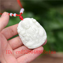 Natural White Chinese Jade Guanyin Pendant Necklace Charm Jewellery Carved Amulet Fashion Accessories Gifts for Women Men 2024 - buy cheap