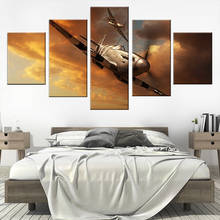 Canvas HD Printed Pictures Wall Artwork 5 Panel Aircraft Landscape Painting Home Decoration Modular Poster For Bedroom Framework 2024 - buy cheap