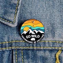 Unisex Brooch Pin Sunset Snow Mountain Bird Enamel Brooch Pin Jacket Bag Badge Clothes Decor For Women Accessory Fashion 2024 - buy cheap