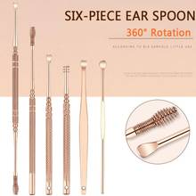 6Pcs/Set New Rose gold Stainless Steel Ear Pick Wax Remover Scoop Ear Cleaner Spoon Care Ear Clean Tool 2024 - купить недорого