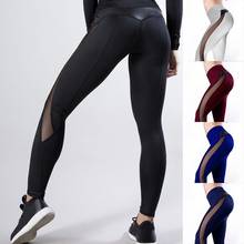 Yoga Pants Leggings Women mesh Sport Fitness High Waist Workout Running Activewear Seamless Leggings Hollow Trainning Sportwear 2024 - купить недорого