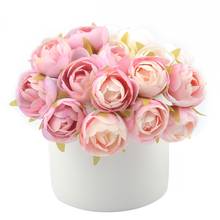30pcs/bouquet Tea Roses Bouquet for Christmas Home Wedding  Decoration Cheap Fake artificial Silk Flowers For Crafting 2024 - buy cheap