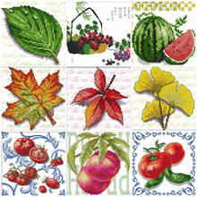 HUACAN Cross Stitch Fruit Kits Embroidery Food Sets Home Decoration Needlework White Canvas 11CT 14CT DIY Gift 2024 - buy cheap