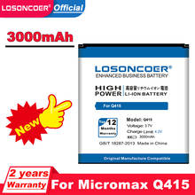 LOSONCOER 3000mAh Battery for Micromax Q415 Canvas Pace 4G Battery 2024 - buy cheap