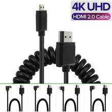 Спиральный мини-кабель OD 3,0 мм, HDMI 2,0-micro HDMI и hdmi, эластичные пружинные гибкие тонкие кабели 2k 4k hd @ 60 Гц 2024 - купить недорого