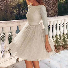 Long Sleeve Dress Women Sling Cross Wedding O-Neck Elegant Party Evening Slim Hollow Lace Mini Dress Plus Size Dresses платья 2024 - buy cheap