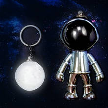 Homhi astronauta luz noturna led para crianças, decoração para celular com lâmpadas, chaveiro dourado e prateado, luminária de lua de planetas para crianças 2024 - compre barato