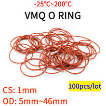 100pcs VMQ O Ring Seal Gasket Thickness CS 1mm OD 5 ~ 46mm Silicone Rubber Insulated Waterproof Washer Round Shape Nontoxi Red 2024 - buy cheap