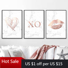 Rose Gold Marble Love Posters and Prints Wall Decor Modern Wall Art Canvas Painting Pictures for Living Home Room Decor 2024 - buy cheap