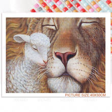 Pintura de diamante 5D Diy de León y oveja, decoración del hogar, mosaico de animales salvajes hecho a mano, pegatina, bordado de diamantes, regalo artístico 2024 - compra barato