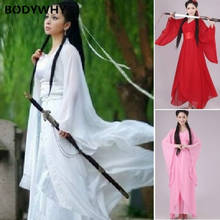 Disfraz de Hada de escenario para mujer, ropa de Hanfu tradicional china, vestido antiguo, ropa de Cosplay de kung-fu, ropa blanca clásica 2024 - compra barato