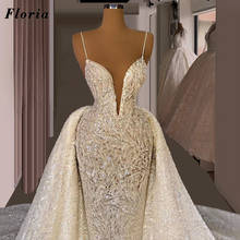 New Arrival Pearls Beading Wedding Dresses Spaghetti Straps Lace Bridal Gowns Dubai Arabic Bride Dress 2021 Abaya Wedding Africa 2024 - buy cheap